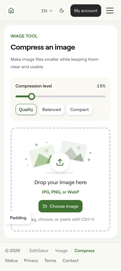 Reference screenshot: Mobile Compress page reference