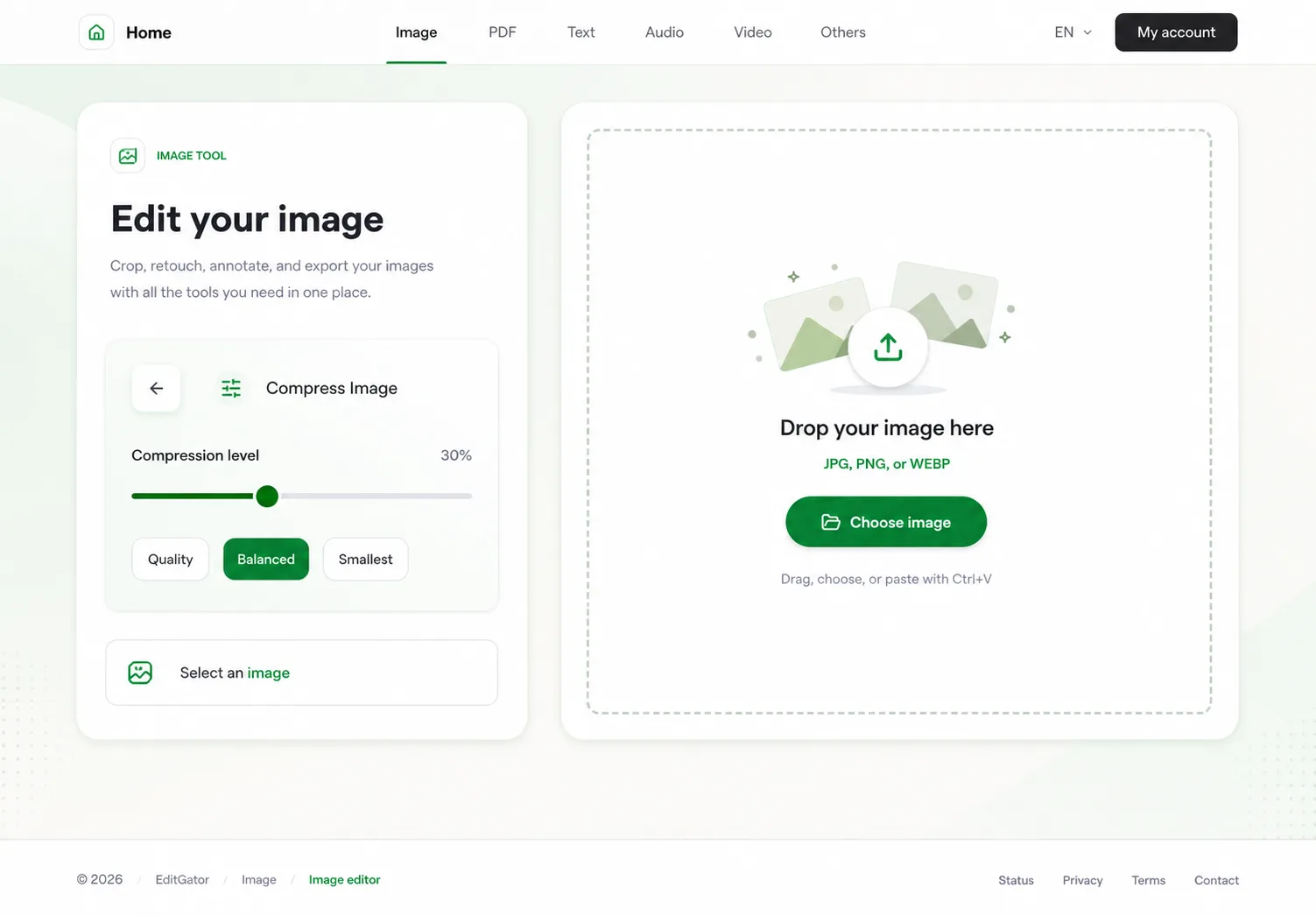 EditGator image editor design concept 15: Modular studio