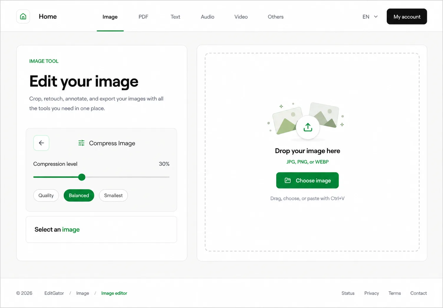 EditGator image editor design concept 16: Quiet Swiss
