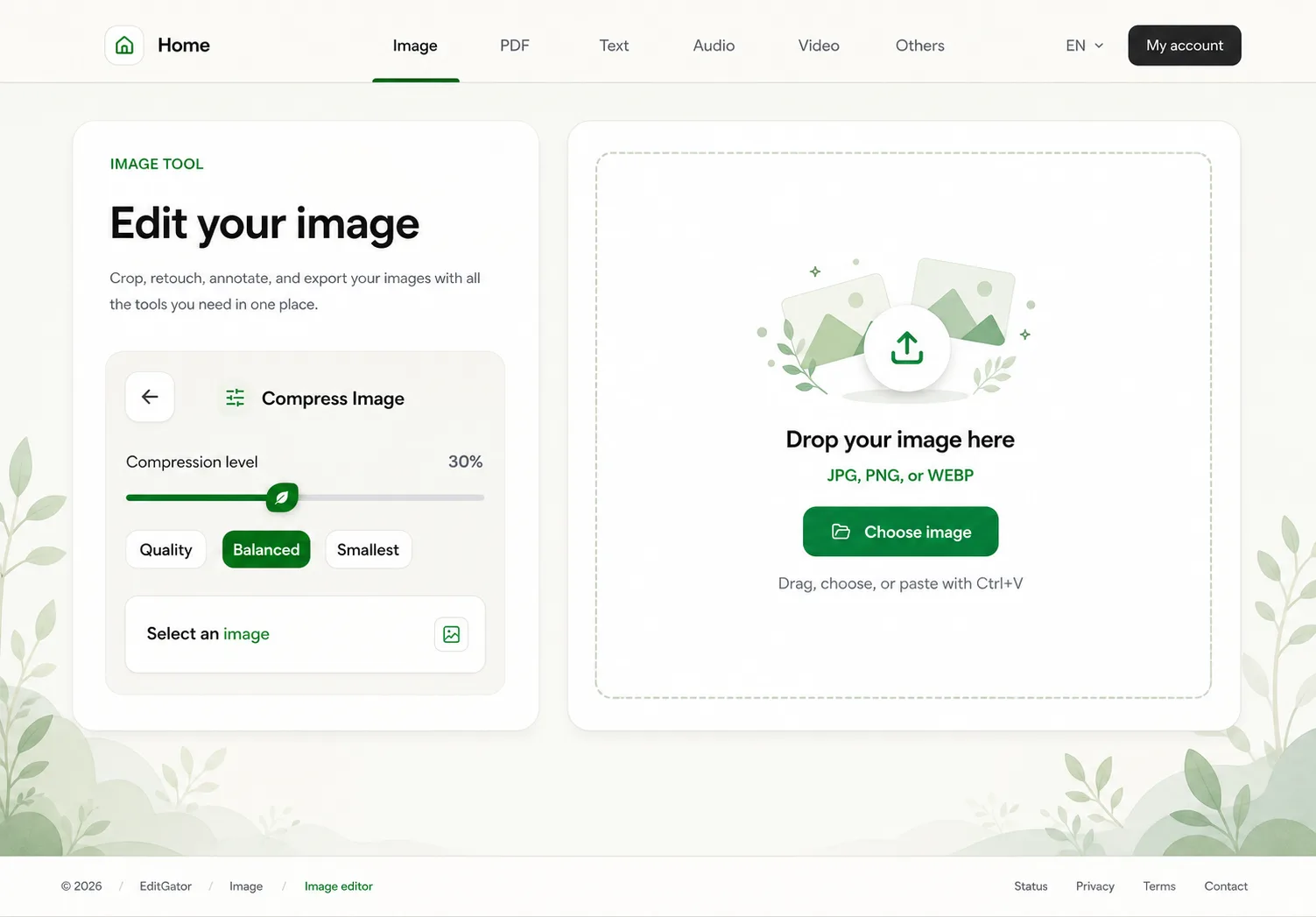 EditGator image editor design concept 17: Botanical utility