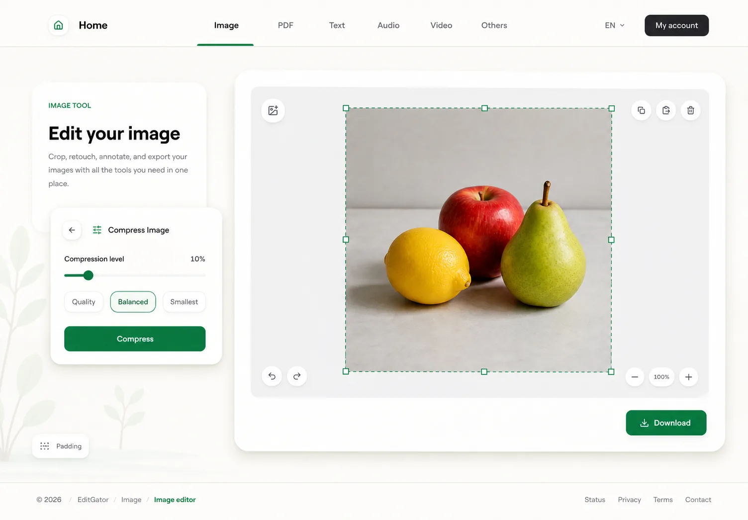 EditGator image editor design concept 5: Spatial cards