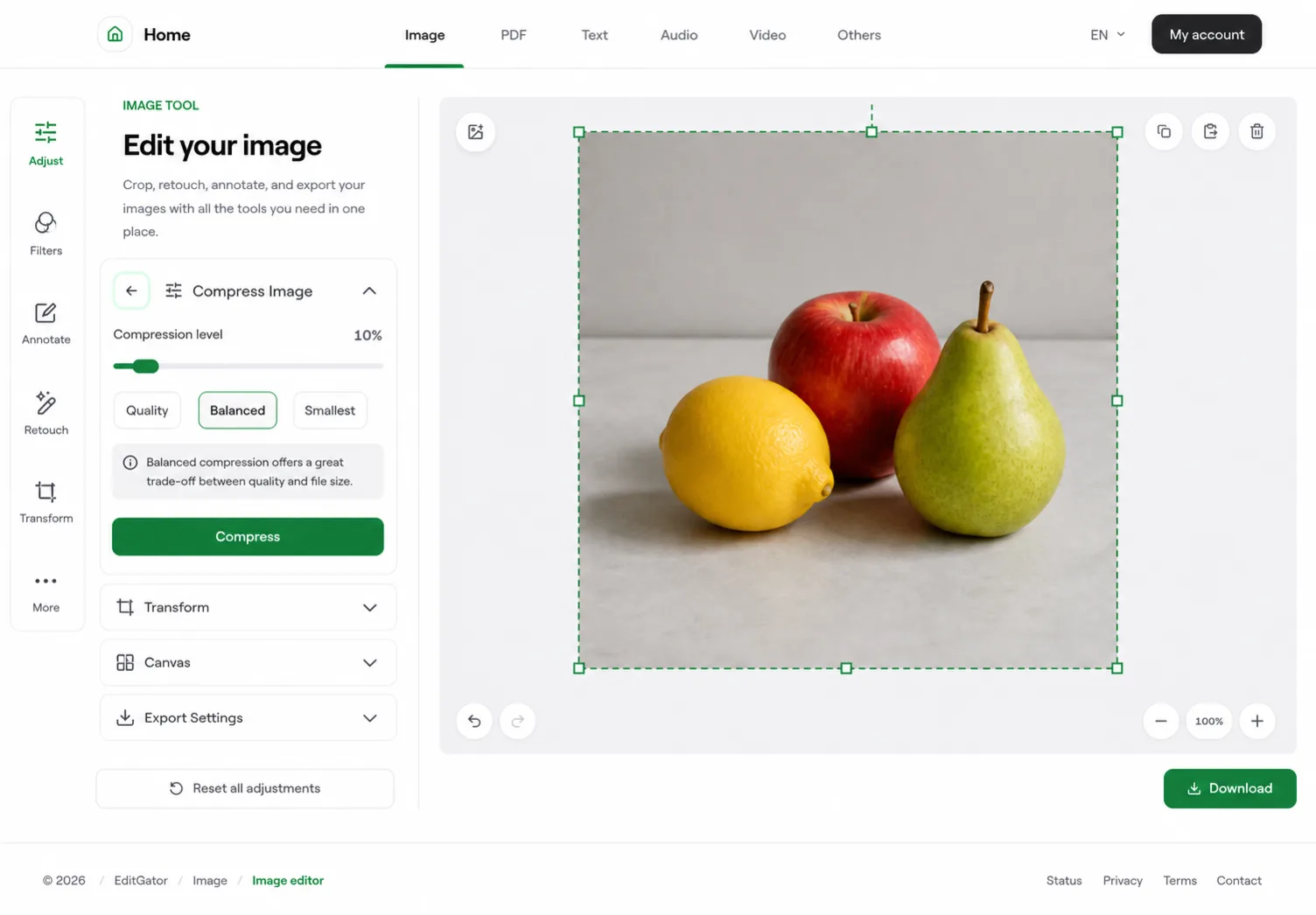 EditGator image editor design concept 8: Expert workspace